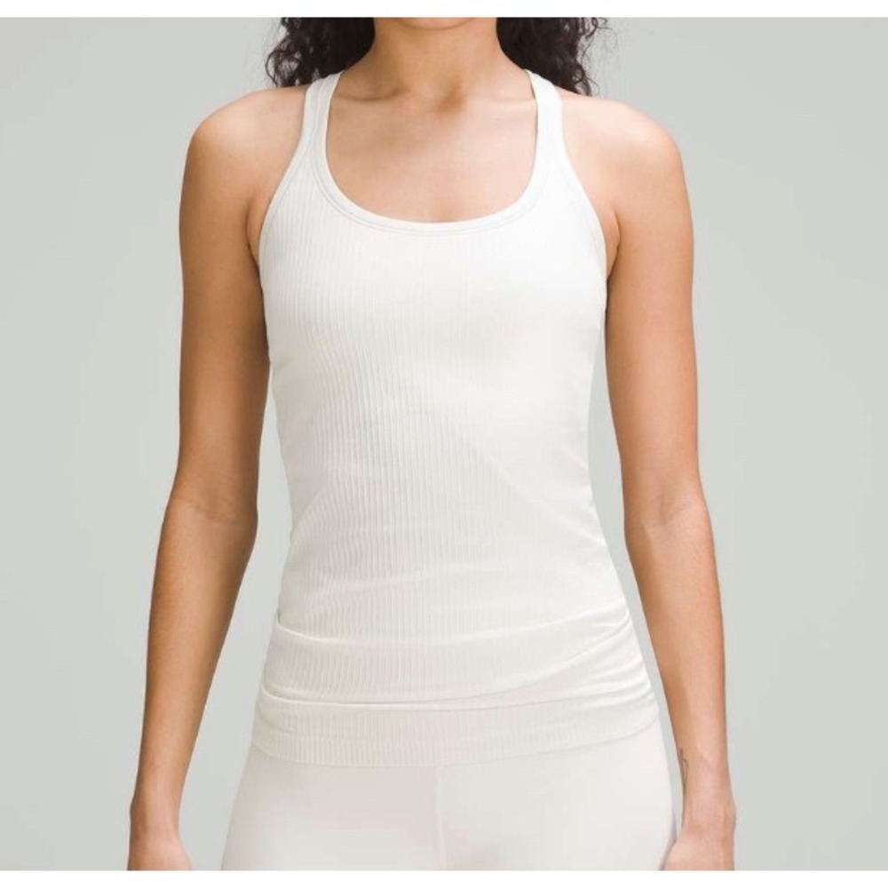 Lululemon Tank Ebb to Street 10 Cream Ribbed Racerback Yoga Athletic Top